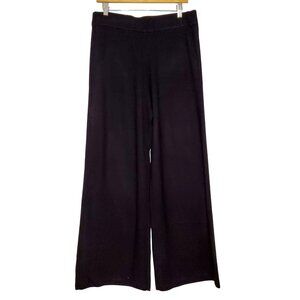 Splendid Women's Black Wide-Leg Pants L/G Viscose & Polyester Blend Sweater Knit